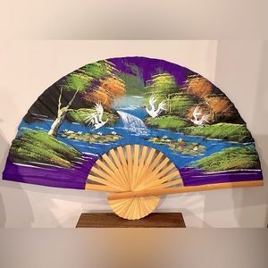 Vintage Hand Painted Decorative Folding Fan